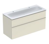 Geberit iCon Set lavabo con mobiletto, 2 cassetti, 120x63x48 cm, 502334, Colorazione: Lavabo: bianco/KeraTect, frontale/carcassa: grigio sabbia/laccato lucido, maniglia: grigio sabbia/opaco verniciato a polvere - 502.334.JL.1