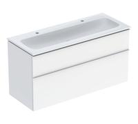 Geberit iCon Set lavabo con mobiletto, 2 cassetti, 120x63x48 cm, 502334, Colorazione: Lavabo: bianco, frontale/carcassa: bianco/laccato lucido, maniglia: bianco/opaco verniciato a polvere - 502.338.01.1