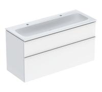 Geberit iCon Set lavabo pour meubles avec meuble sous-lavabo, 2 tiroirs, 120x63x48 cm, 502334, 502338012, 502338012, Colorazione: Lavabo: bianco, frontale/carcassa: bianco/laccato lucido, maniglia: cr