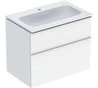 Geberit iCon Set lavabo pour meubles avec meuble sous-lavabo, 2 tiroirs, 75x63x48 cm, 502336, 502332011, 502332011, Colorazione: Lavabo: bianco/KeraTect, frontale/carcassa: bianco/laccato lucido, mani