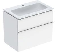 Geberit iCon Set lavabo con mobiletto, 2 cassetti, 75x63x48 cm, 502336, Colorazione: Lavabo: bianco/KeraTect, frontale/carcassa: bianco/laccato lucido, maniglia: cromata brillante - 502.332.01.2