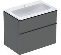 Geberit iCon Set lavabo con mobiletto, 2 cassetti, 75x63x48 cm, 502336, Colorazione: lavabo: bianco/KeraTect, frontale/carcassa: lava/opaco laccato maniglia: lava/opaco verniciato a polvere - 502.332.JK.1