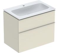 Geberit iCon Set lavabo con mobiletto, 2 cassetti, 75x63x48 cm, 502336, Colorazione: Lavabo: bianco/KeraTect, frontale/carcassa: grigio sabbia/laccato lucido, maniglia: grigio sabbia/opaco verniciato a polvere - 502.332.JL.1