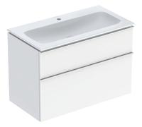 Geberit iCon Set lavabo con mobiletto, 2 cassetti, 90x63x48 cm, 502337, Colorazione: Lavabo: bianco, frontale/carcassa: bianco/laccato lucido, maniglia: cromata brillante - 502.337.01.2