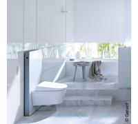 Geberit Modulo sanitario Monolith per WC a parete, 101cm, attacco acqua laterale, con elemento di collegamento, colorazione: Vetro bianco / alluminio