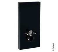Modulo sanitario Geberit Monolith per WC sospeso, 101 cm, attacco acqua laterale, con tubo di collegamento, Colorazione: Vetro nero / Alluminio cromo nero - 131.022.SJ.6