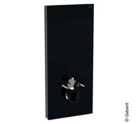 Geberit Modulo sanitario Monolith per WC a parete, 114cm, attacco acqua posteriore centrale, con elemento di collegamento, colorazione: Vetro nero / Alluminio cromo nero - 131.031.SJ.6