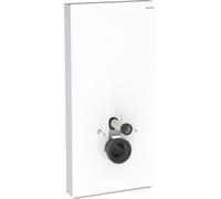 Geberit Monolith PLUS modulo sanitario per WC sospeso, 101 cm, attacco acqua laterale, con tubo di collegamento, Colorazione: Vetro bianco / alluminio - 131.222.SI.7