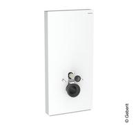 Geberit Monolith PLUS modulo sanitario per WC sospeso, 101 cm, attacco acqua laterale, con tubo di collegamento, Colorazione: Vetro bianco / alluminio - 131.222.SI.7