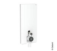Modulo sanitario Geberit Monolith PLUS per WC a colonna, 114 cm, attacco acqua al centro della schiena, con gomito di collegamento, Colorazione: Vetro bianco / alluminio - 131.233.SI.7