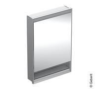 Armadio a specchio Geberit ONE con ComfortLight, 1 anta, con nicchia, a scomparsa, alluminio anodizzato, 60x90cm, 505.82, Versione: Stop a sinistra - 505.820.00.1