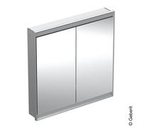Armadio a specchio Geberit ONE con ComfortLight, 2 ante, montaggio nascosto, 90x90x15cm, 505.803.00., Colorazione: Alluminio anodizzato - 505.803.00.1