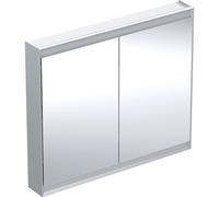 Geberit ONE - Mobiletto a specchio con illuminazione LED, 1050x900x150 mm, 2 ante, alluminio 505.814.00.1