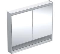 Armadio a specchio Geberit ONE con ComfortLight, 2 ante, montaggio a parete, con nicchia, 105x90x15 cm, 505.834.00., Colorazione: Alluminio anodizzato - 505.834.00.1