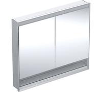 Armadio a specchio Geberit ONE con ComfortLight, 2 ante, montaggio nascosto, con nicchia, 105x90x15cm, 505.824.00., Colorazione: Alluminio anodizzato - 505.824.00.1