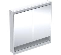 Geberit ONE - Mobiletto a specchio con illuminazione LED, 900x900x150 mm, 2 ante, con nicchia, da incasso, bianco 505.823.00.2