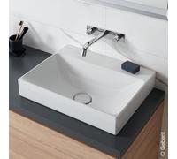 Geberit ONE Lavabo da appoggio, scarico verticale, 50x14x40cm, 505.03, Versione: senza foro per rubinetto - 505.031.01.6