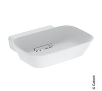 Geberit ONE Lavabo da appoggio a forma di bacinella, scarico orizzontale, bianco opaco, 50x15,4x42,5cm, 505.05, Versione: senza foro per rubinetto - 505.052.00.1