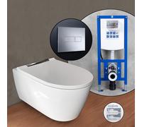 Geberit ONE set completo WC sospeso con elemento incasso neeos,, 500202011+16601CR#SET, ONE bianco/cromo [WC > WC con Elementi Incasso]