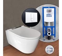 Geberit ONE set completo WC sospeso con elemento incasso neeos,, 500202011+16791WH#SET, ONE bianco/cromo [WC > WC con Elementi Incasso]
