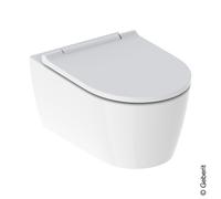 Geberit One WC sospeso a basso livello di scarico, TurboFlush, con sedile per WC con meccanismo di chiusura morbida, Colorazione: Ceramica bianca/KeraTect, copertura di design bianca - 500.201.01.1
