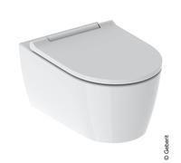 Geberit ONE - WC sospeso con copriwater SoftClose, TurboFlush, KeraTect, bianco opaco/cromo lucido 500.202.JT.1