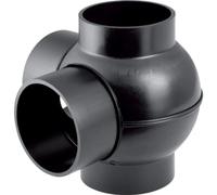 Geberit PE Derivazione a sfera 88,5° doppia, attacchi sfalsati di 90°, DN 100 /