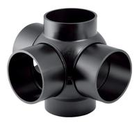 Geberit PE Derivazione a sfera 88,5° tripla, attacchi sfalsati di 90°, DN 125 /