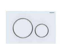 Geberit Sigma20 plaques de déclenchement pour rinçage à 2 quantités, rond, 115.882.JT.1, 115.882.JT.1, Colorazione: laccato opaco bianco, rivestito facile da pulire / cromato lucido