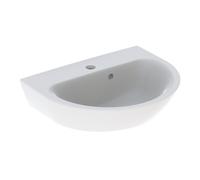 Lavamano Geberit Renova, 1 foro per rubinetto, troppopieno asimmetrico, larghezza: 50 cm, Colorazione: Bianco, con KeraTect - CM