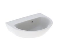 Lavamano Geberit Renova, senza foro per rubinetto, troppopieno asimmetrico, larghezza: 50 cm, Colorazione: Bianco, con KeraTect - 500.499.01.8