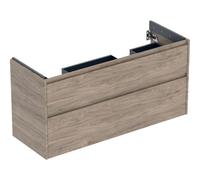 Geberit Renova Plan armoire sous lavabo double, avec 2 tiroirs, 124,5x60,6x44,6cm, 504033JR1, 504033JR1, Colorazione: Struttura in legno di noce hickory / melamina - CM