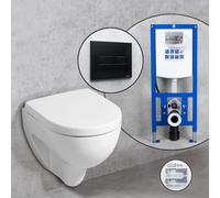 Geberit Renova Plan Compact set completo WC sospeso con elemento incasso neeos,, 203245000+16601BM#SET, Renova; Renova Plan bianco [WC > WC con Elementi Incasso]