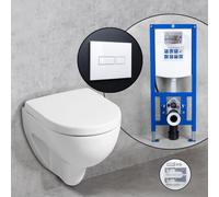 Geberit Renova Plan Compact set completo WC sospeso con elemento incasso neeos,, 203245600+16601WH#SET, Renova; Renova Plan bianco [WC > WC con Elementi Incasso]
