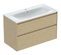 Geberit Renova Plan Ensemble lavabo pour meuble bord étroit, avec meuble sous lavabo, 2 tiroirs, 100x62,1x48cm, 504041PS8, 504041PS8, Colorazione: lavabo: bianco/KeraTect, frontale/carcassa: struttura