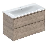 Geberit Renova Plan Ensemble lavabo pour meuble bord étroit, avec meuble sous lavabo, 2 tiroirs, 100x62,1x48cm, 504041JR1, 504041JR1, Colorazione: lavabo: bianco, frontale/carcassa: struttura in legno