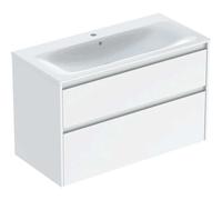Geberit Renova Plan Ensemble lavabo pour meuble bord étroit, avec meuble sous lavabo, 2 tiroirs, 100x62,1x48cm, 504041011, 504041011, Colorazione: Lavabo: bianco, frontale/carcassa: bianco/verniciato 