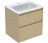 Geberit Renova Plan Ensemble lavabo pour meuble bord étroit, avec meuble sous lavabo, 2 tiroirs, 60x62,1x48cm, 504.039.PS.8, 504.039.PS.8, Colorazione: lavabo: bianco/KeraTect, frontale/carcassa: stru