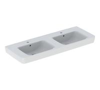 Geberit Renova Plan, lavabo doppio, 130x48 cm, 1 foro per rubinetto, con sfioratore, 501710, Colorazione: bianco/KeraTect - 501.710.00.8