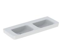Geberit Renova Plan, lavabo doppio, 130x48 cm, senza foro per rubinetto, senza sfioratore, 501713, Colorazione: Bianco