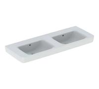 Geberit Renova Plan, lavabo doppio, 130x48 cm, senza foro per rubinetto, con sfioratore, 501712, Colorazione: bianco/KeraTect - 501.712.00.8