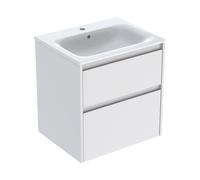 Geberit Renova Plan Ensemble lavabo pour meuble bord étroit, avec meuble sous lavabo, 2 tiroirs, 60x62,1x48cm, 504.039.00.8, 504.039.00.8, Colorazione: Lavabo: bianco/KeraTect, frontale/carcassa: bian