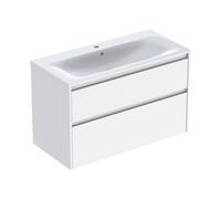 Geberit Renova Plan Ensemble lavabo pour meuble bord étroit, avec meuble sous lavabo, 2 tiroirs, 100x62,1x48cm, 504.041.01.1, 504.041.01.1, Colorazione: Lavabo: bianco, frontale/carcassa: bianco/verni