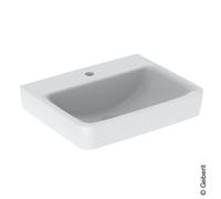 Geberit Renova Plan, lavabo, 55x44 cm, 1 foro per rubinetto, senza sfioratore, 501633, Colorazione: bianco/KeraTect - 501.633.00.8