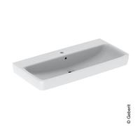 Geberit Renova Plan, lavabo da appoggio , 100x48 cm, 1 foro per rubinetto, con sfioratore, 501729, Colorazione: Bianco - 501.729.00.1