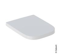 Sedile per WC Keramag Renova Nr.1 Plan 500691011, design angolare, chiusura ammortizzata, fissaggio dallalto, cerniere in ottone cromato - 500.691.01.1