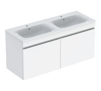 Geberit Renova Plan set con lavabo doppio e mobiletto, 2 cassetti, 130x62,2x48cm, 501918, Colorazione: LavaboLavabo: bianco, frontale/carcassa: bianco/laccato lucido - 501.918.01.1