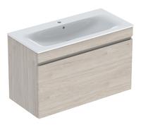 Geberit Renova Plan set con lavabo e mobiletto, 1 cassetto, 100x62,2x48 cm, 501917, Colorazione: lavabo: bianco, frontale/carcassa: noce hickory light / rivestito in lamina - 501.917.00.1