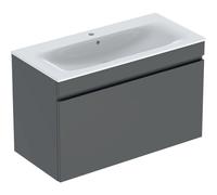 Geberit Renova Plan set con lavabo e mobiletto, 1 cassetto, 100x62,2x48 cm, 501917, Colorazione: Lavabo: bianco, frontale/carcassa: lava / laccato opaco - 501.917.JK.1