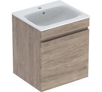 Geberit Renova Plan set con lavabo e mobiletto, 1 cassetto, 55x62,2x48cm, 501914, Colorazione: lavabo: bianco, frontale/carcassa: noce hickory / rivestito in lamina - 501.914.JR.1